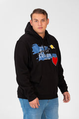 Men's Big Size Hoodie Sweatshirt With Front Print And Long Sleeves
