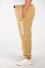 Men's Big Size Melton Basic Sweatpants With Elastic Waistband And Side Text Print