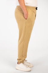 Men's Big Size Melton Basic Sweatpants With Elastic Waistband And Side Text Print