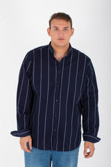 Men's Big Size Striped Shirt With Long Sleeves And Poplin Material