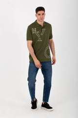 Men's Polo Printed Comfortable T-shirt With Collar And Short Sleeves