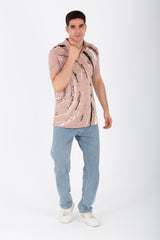 Mens Polo Slim Fit Short Sleeves T-shirt Printed On The Front