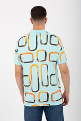 Mens Half Sleeve Polo T-shirt With Collar Printed On The Front And Back