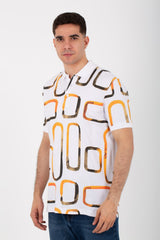 Mens Half Sleeve Polo T-shirt With Collar Printed On The Front And Back