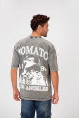 Men's Bolivar Oversized Tomato Print Short Sleeves Crew Neck T-shirt