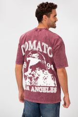 Men's Bolivar Oversized Tomato Print Short Sleeves Crew Neck T-shirt