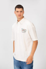 Men's Regular Fit Polo Neck Short Sleeve T-shirt With Colorful Tomato Print