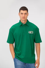 Men's Regular Fit Polo Neck Short Sleeve T-shirt With Colorful Tomato Print