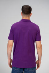تيشيرت بولو سليم فيت رجالي بأكمام نصفية وطبعة أمامية