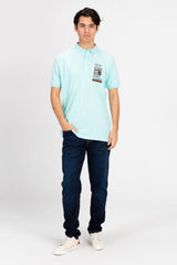 Men's Half Button Short Sleeved Polo T-shirt
