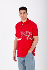 Mens Short Sleeve Slim Fit Polo T-shirt With Front Print