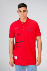 Mens Slim Fit Polo Short Sleeves T-Shirt With Front Print