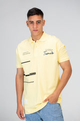 Mens Slim Fit Polo Short Sleeves T-Shirt With Front Print