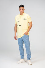Mens Slim Fit Polo Short Sleeves T-Shirt With Front Print