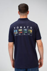 Mens Slim Fit Polo T-Shirt With Front & Back Print