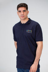 Mens Slim Fit Polo T-Shirt With Front & Back Print