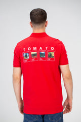 Mens Slim Fit Polo T-Shirt With Front & Back Print