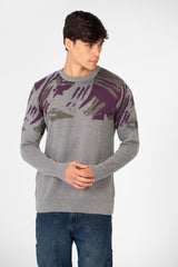 Men's Jakar Printed Crew Neck Pullover Sweater