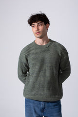 Men's Slim Fit Jakar Cotton Pullover With A Round Neck And Long Sleeves
