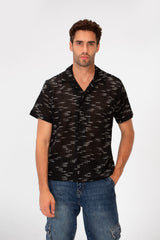 Men's Short Sleeve Slim Fit Transparent Modern Mesh Shirt