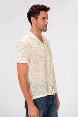 Men's Short Sleeve Slim Fit Transparent Modern Mesh Shirt