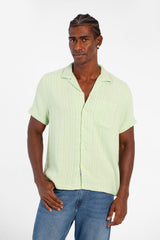 Men's Basic Slim Fit Mesh Short Sleeve Shirt With Front Pocket