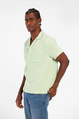 Men's Basic Slim Fit Mesh Short Sleeve Shirt With Front Pocket