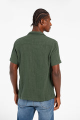 Men's Basic Slim Fit Mesh Short Sleeve Shirt With Front Pocket