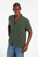 Men's Basic Slim Fit Mesh Short Sleeve Shirt With Front Pocket