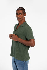Men's Basic Slim Fit Mesh Short Sleeve Shirt With Front Pocket