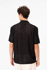 Men's Short Sleeve Mesh Breathable Slim Fit Transparent Shirt