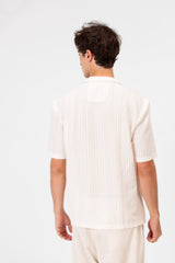 Men's Short Sleeve Mesh Breathable Slim Fit Transparent Shirt