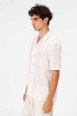 Men's Short Sleeve Mesh Breathable Slim Fit Transparent Shirt