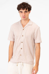Men's Tomato Half Sleeve Mesh Slim Fit Basic Modern Shirt