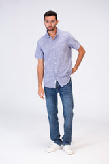 Mens Half Sleeve Slim Fit Basic Plain Linen Shirt