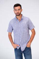 Mens Half Sleeve Slim Fit Basic Plain Linen Shirt
