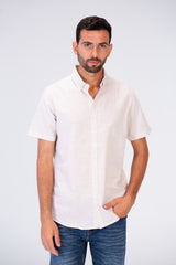 Mens Half Sleeve Slim Fit Basic Plain Linen Shirt