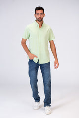 Mens Half Sleeve Slim Fit Basic Plain Linen Shirt