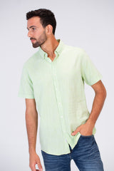 Mens Half Sleeve Slim Fit Basic Plain Linen Shirt
