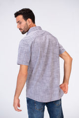 Mens Half Sleeve Slim Fit Basic Plain Linen Shirt