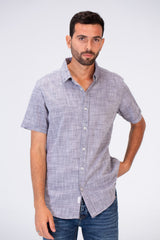 Mens Half Sleeve Slim Fit Basic Plain Linen Shirt