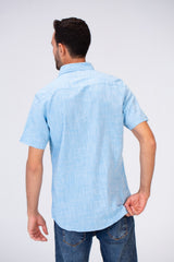 Mens Half Sleeve Slim Fit Basic Plain Linen Shirt