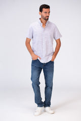 Mens Half Sleeve Slim Fit Basic Plain Linen Shirt
