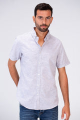 Mens Half Sleeve Slim Fit Basic Plain Linen Shirt