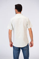 Mens Half Sleeve Slim Fit Basic Plain Linen Shirt