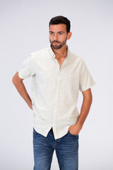 Mens Half Sleeve Slim Fit Basic Plain Linen Shirt