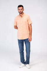 Mens Half Sleeve Slim Fit Basic Plain Linen Shirt