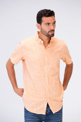 Mens Half Sleeve Slim Fit Basic Plain Linen Shirt