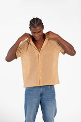 قميص رجالي أساسي بأكمام نصفية من الشبك الشفاف Slim Fit