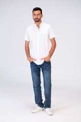 Mens Half Sleeved Slim Fit Basic Plain Shirt Made Of Lycra Poplin Material